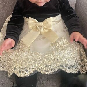 Elegant Black and Gold Baby Dress